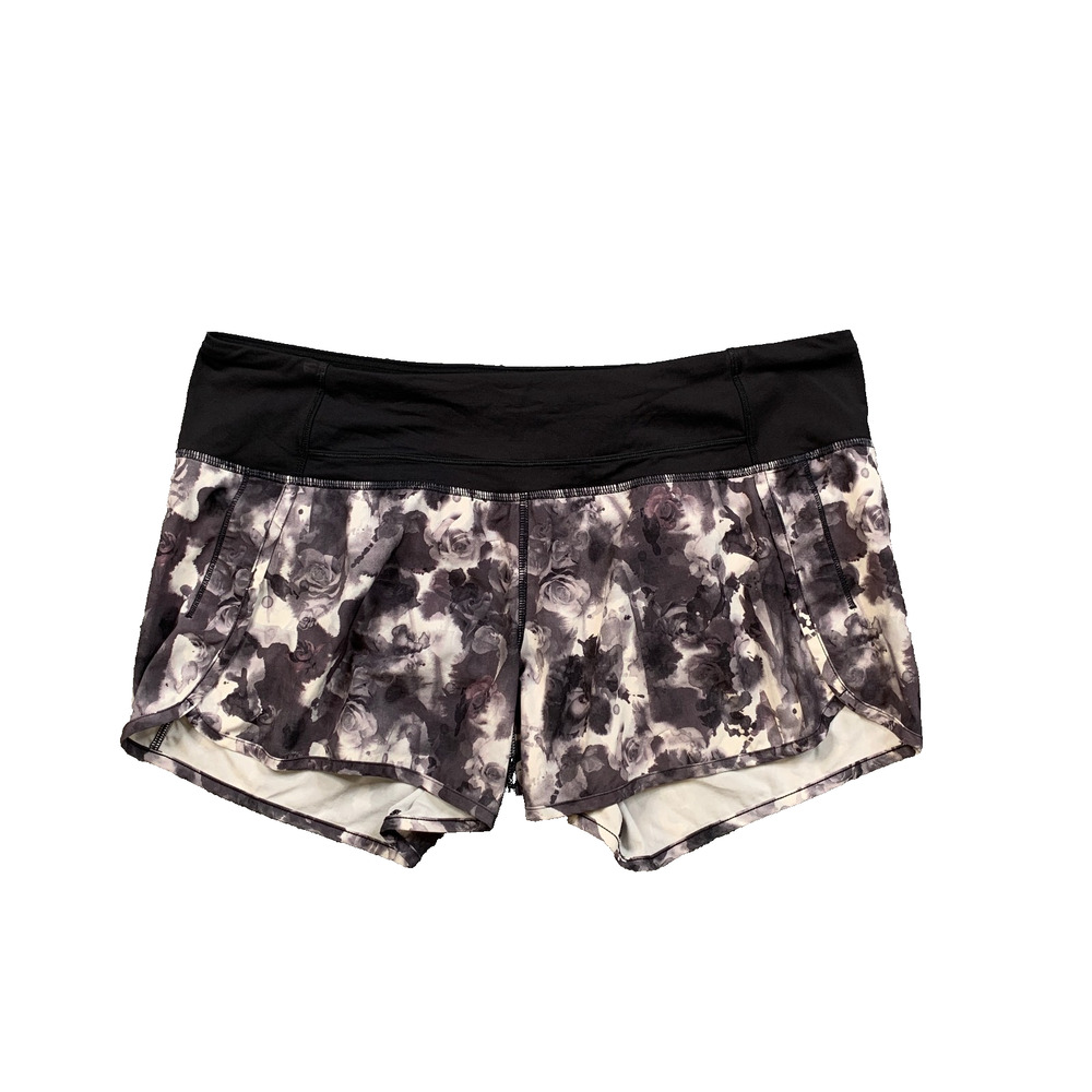 Lululemon Shorts Womens 10 Mini Obscurred Floral Print Athletic Running Active